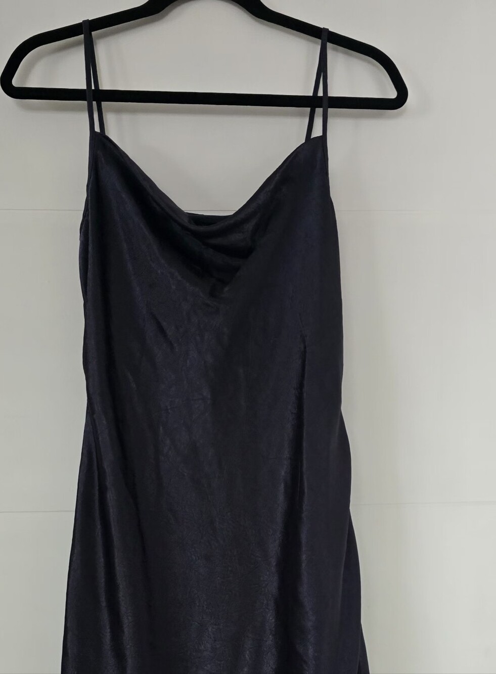 Banana Republic Silk Satin Slip Dress Dark Grey Cowl Neck Size 4 Altered Midi